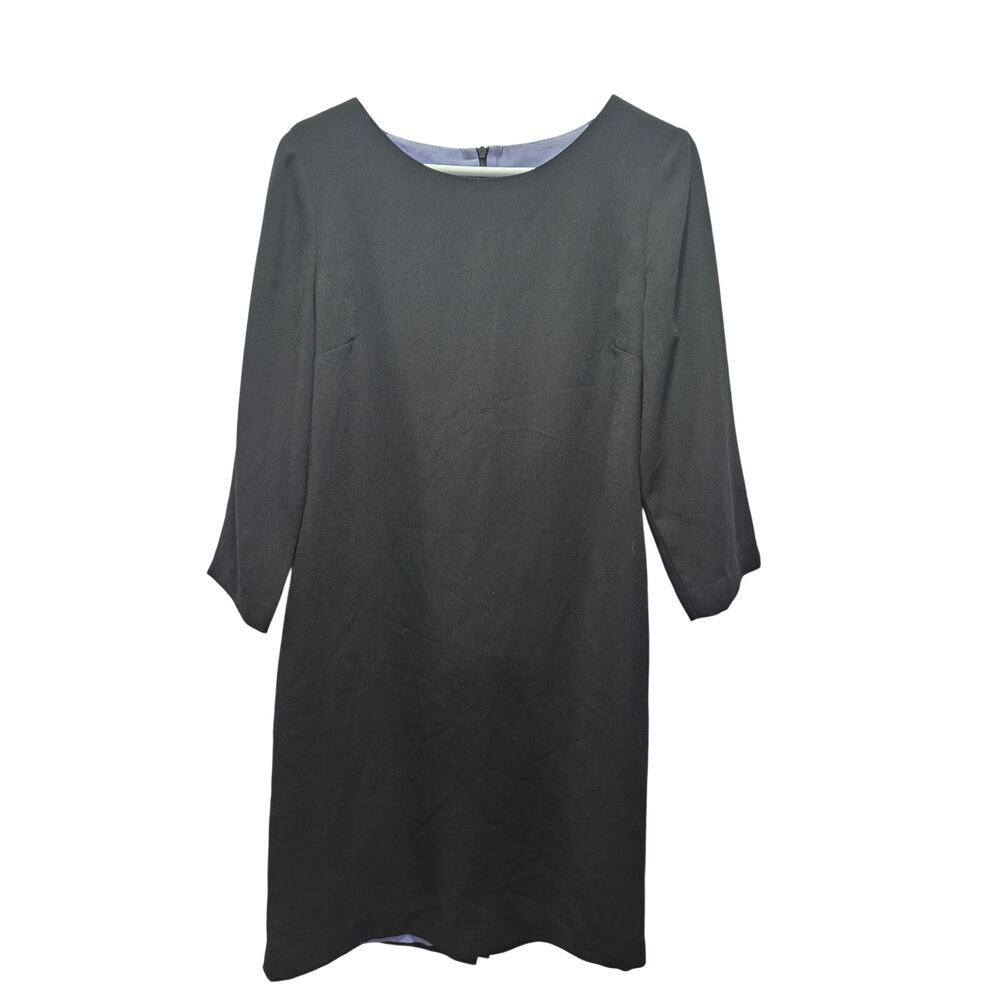 Laura Ashley Black Shift Dress Minimalist Lined Career Midi USA 6